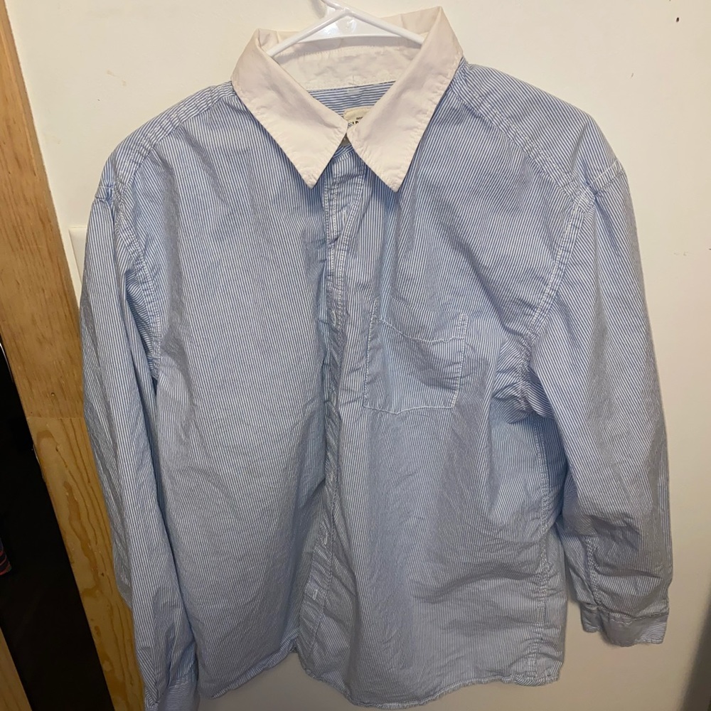 Blue and white striped shirt